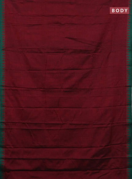 Narayanpet cotton saree wine shade and light green with plain body and thread woven border