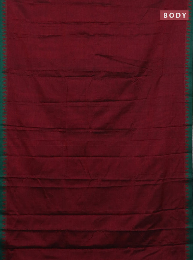 Narayanpet cotton saree wine shade and light green with plain body and thread woven border