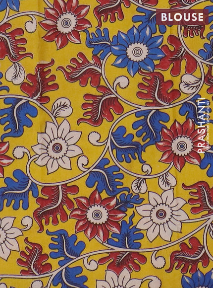 Narayanpet cotton saree peacock blue and yellow with plain body and thread woven border
