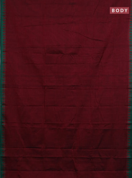 Narayanpet cotton saree deep maroon and cs blue with plain body and thread woven border