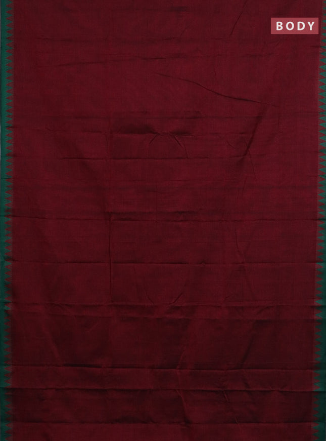 Narayanpet cotton saree deep maroon and cs blue with plain body and thread woven border