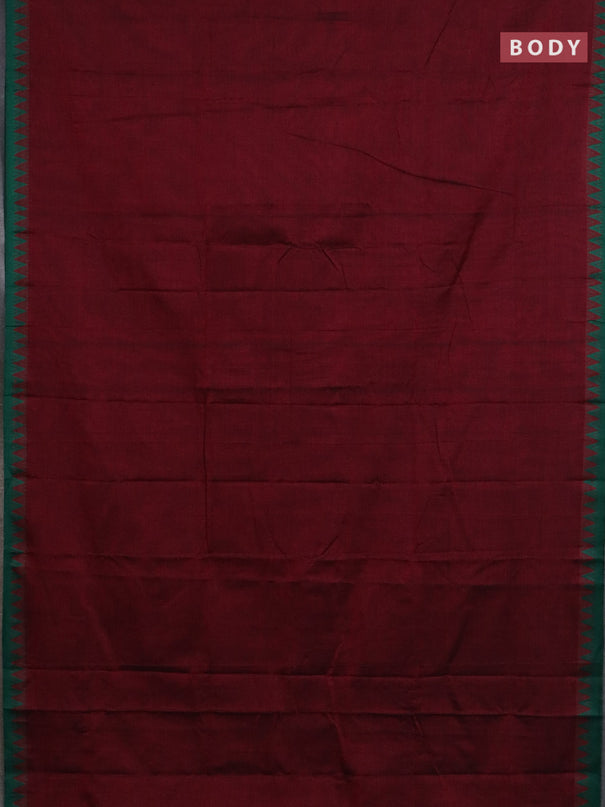 Narayanpet cotton saree deep maroon and cs blue with plain body and thread woven border