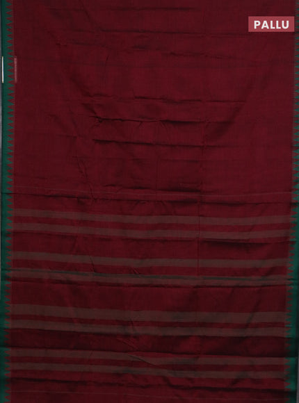 Narayanpet cotton saree deep maroon and cs blue with plain body and thread woven border