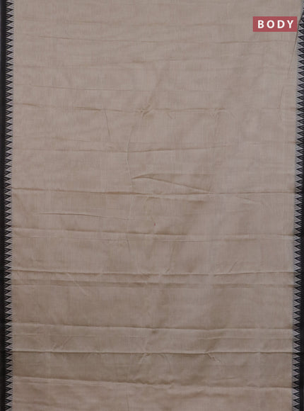 Narayanpet cotton saree beige and black with plain body and thread woven border