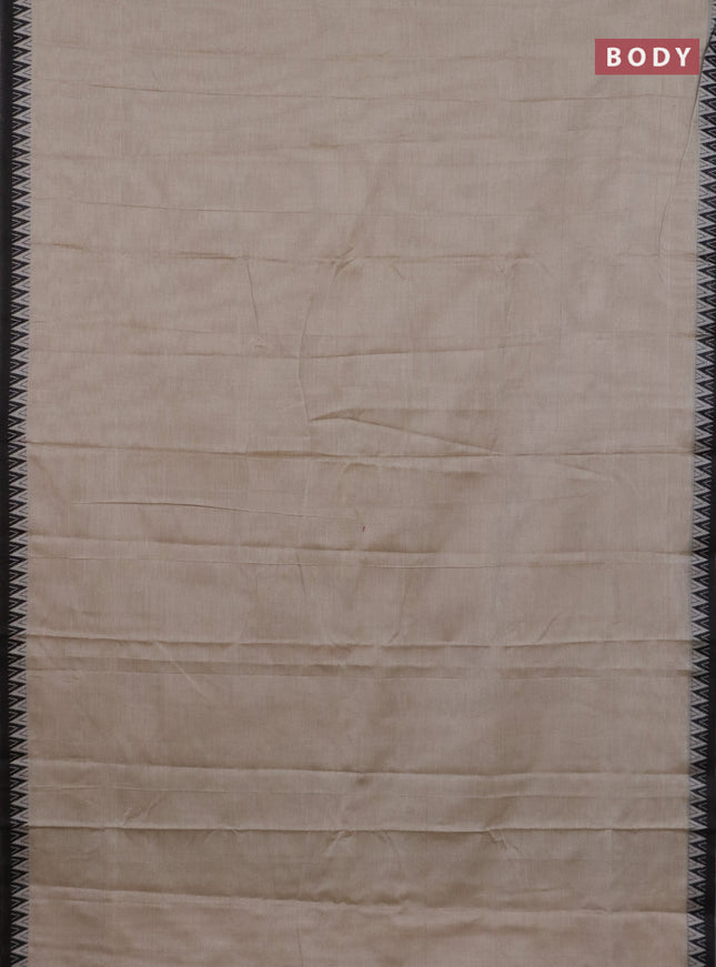 Narayanpet cotton saree beige and black with plain body and thread woven border
