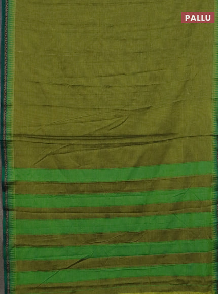 Narayanpet cotton saree light green and green with plain body and thread woven border