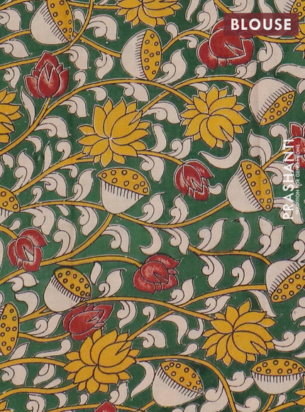 Narayanpet cotton saree light green and green with plain body and thread woven border