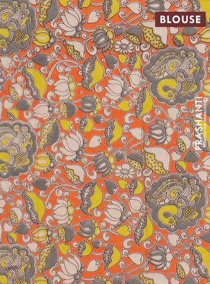 Narayanpet cotton saree manthulir green and orange with plain body and thread woven border
