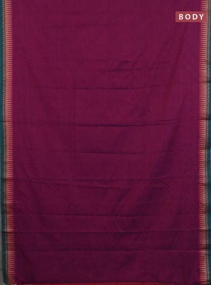 Narayanpet cotton saree purple and yellow with plain body and thread woven border