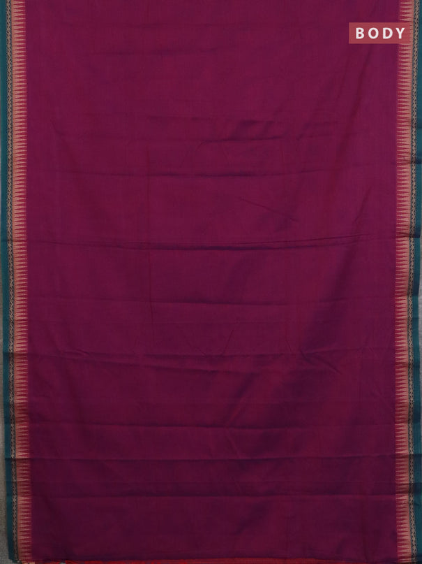 Narayanpet cotton saree purple and yellow with plain body and thread woven border