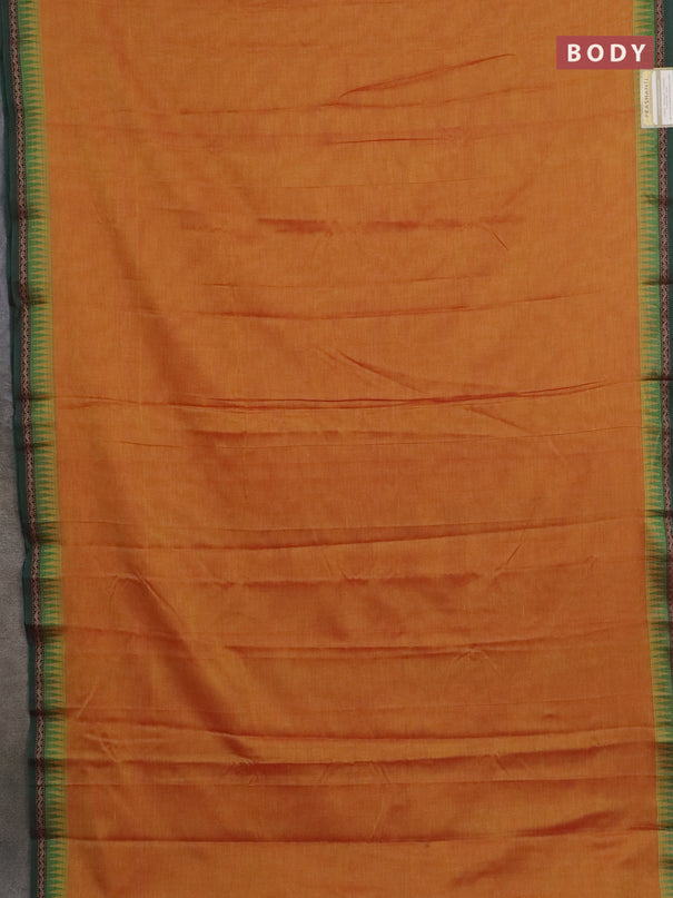Narayanpet cotton saree sunset orange and beige with plain body and thread woven border