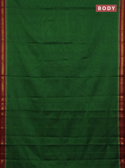 Narayanpet cotton saree green and maroon with plain body and thread woven border