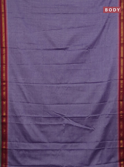 Narayanpet cotton saree lavender shade and wine shade with plain body and thread woven border