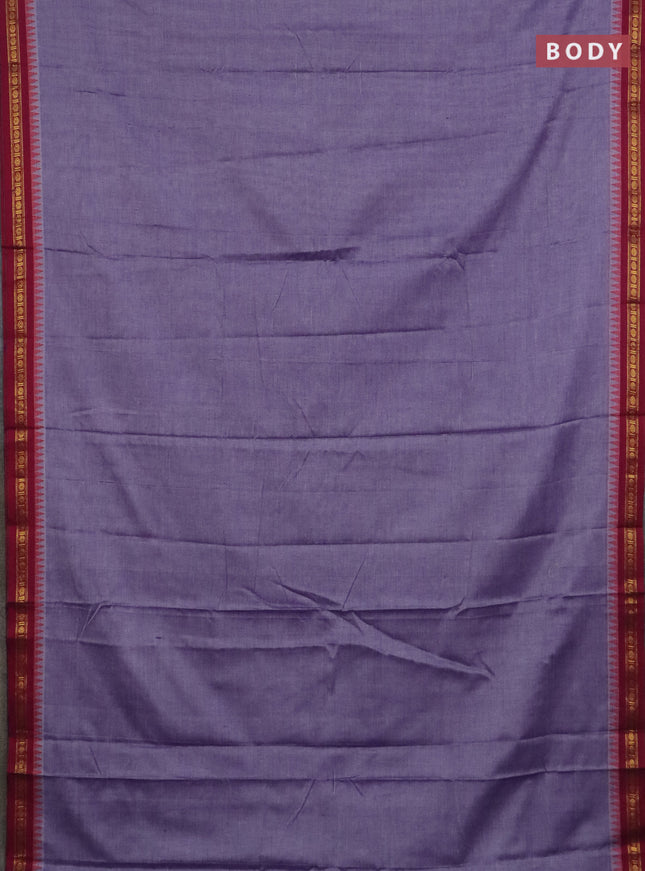 Narayanpet cotton saree lavender shade and wine shade with plain body and thread woven border