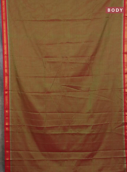 Narayanpet cotton saree manthulir green and beige with plain body and thread woven border