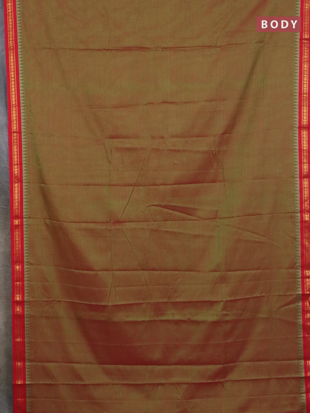 Narayanpet cotton saree manthulir green and beige with plain body and thread woven border