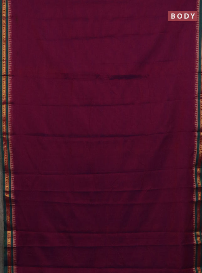 Narayanpet cotton saree purple and yellow with plain body and thread woven border