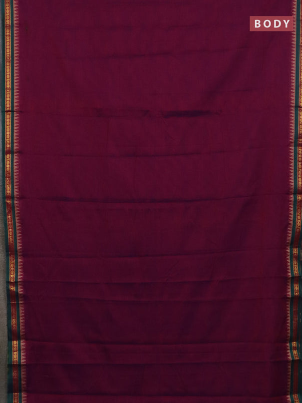 Narayanpet cotton saree purple and yellow with plain body and thread woven border