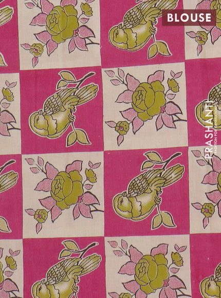Narayanpet cotton saree light blue and pink with plain body and thread woven border