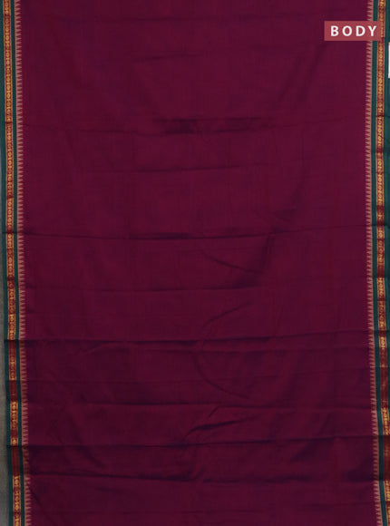 Narayanpet cotton saree purple and beige with plain body and thread woven border