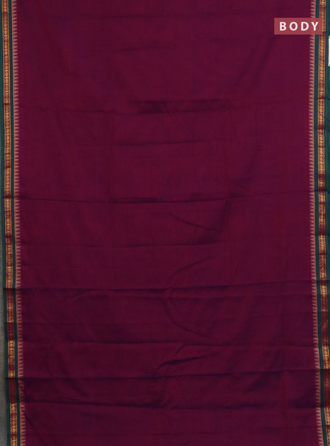 Narayanpet cotton saree purple and beige with plain body and thread woven border