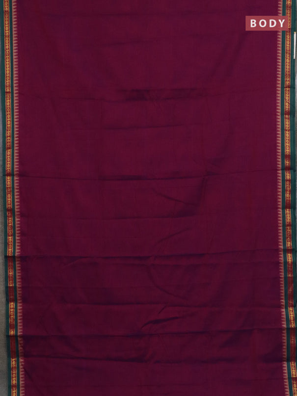 Narayanpet cotton saree purple and beige with plain body and thread woven border