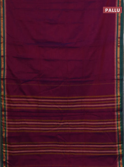Narayanpet cotton saree purple and beige with plain body and thread woven border