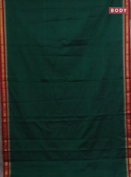 Narayanpet cotton saree bottle green and beige with plain body and thread woven border