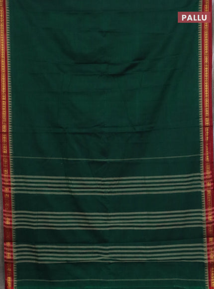 Narayanpet cotton saree bottle green and beige with plain body and thread woven border