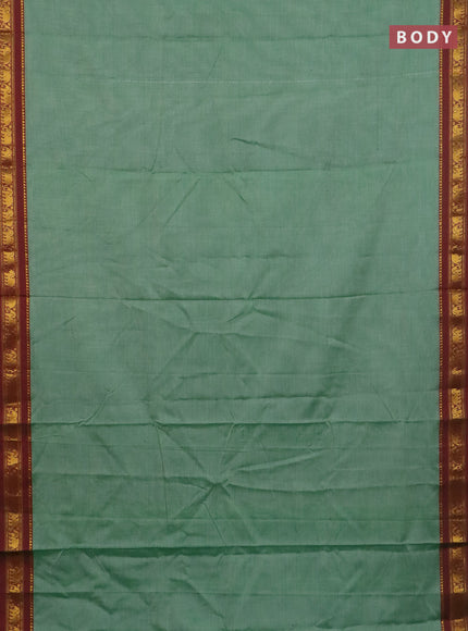 Narayanpet cotton saree light green and dual shade of maroon with plain body and elephant zari woven border