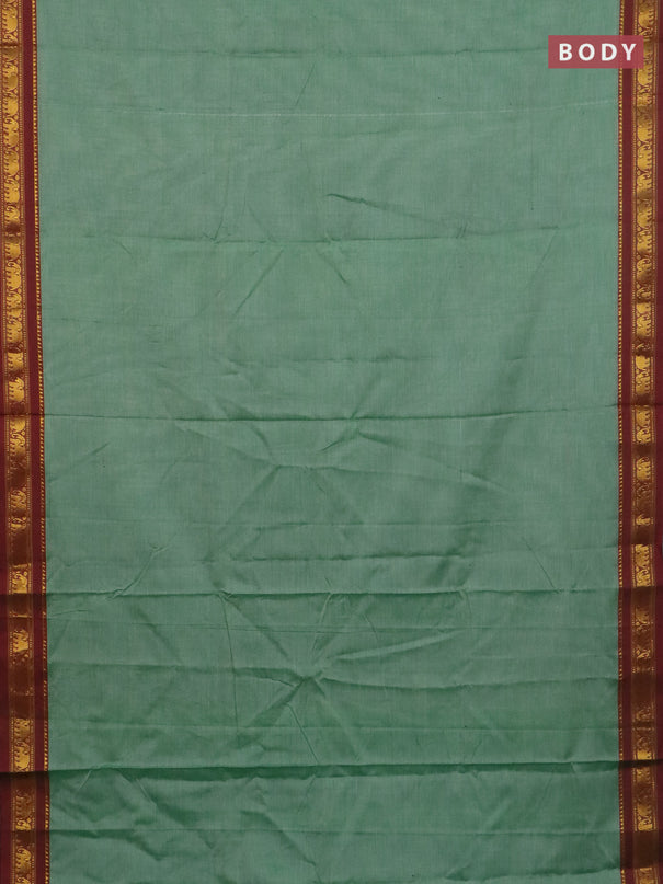 Narayanpet cotton saree light green and dual shade of maroon with plain body and elephant zari woven border