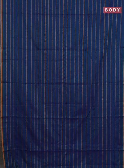 Narayanpet cotton saree peacock blue and mustard yellow with allover thread weaves and piping border