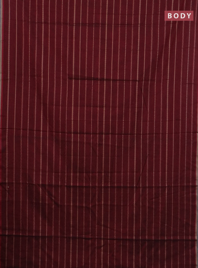 Narayanpet cotton saree deep maroon and beige with allover thread weaves and piping border