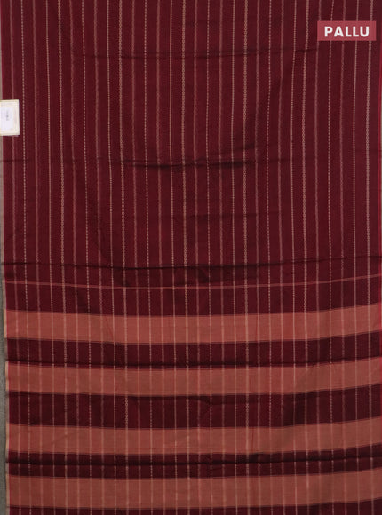 Narayanpet cotton saree deep maroon and beige with allover thread weaves and piping border