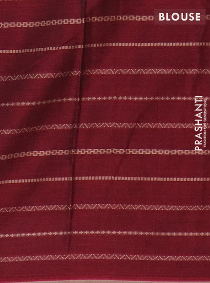 Narayanpet cotton saree deep maroon and beige with allover thread weaves and piping border