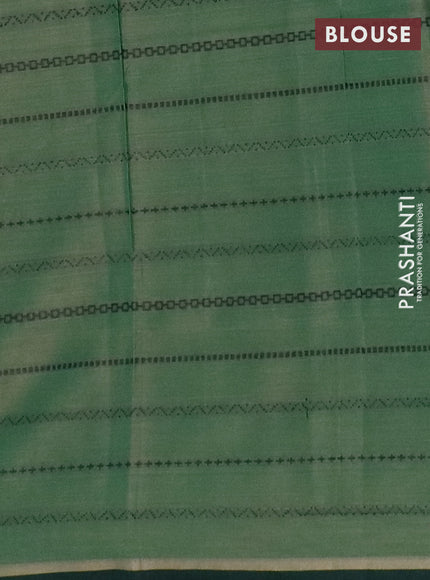Narayanpet cotton saree sap green and bottle green with allover thread weaves and piping border