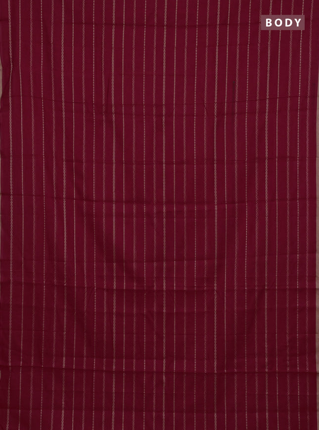 Narayanpet cotton saree red  and beige with allover thread weaves and piping border