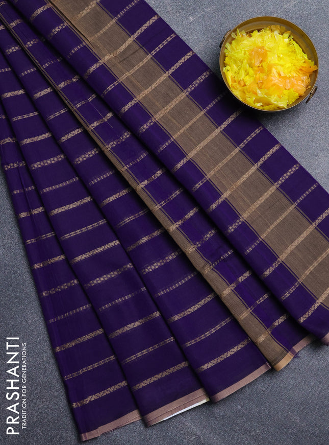 Narayanpet cotton saree violet and beige with allover thread weaves and piping border