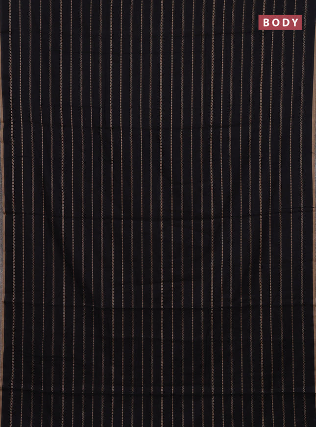 Narayanpet cotton saree black and beige with allover thread weaves and piping border
