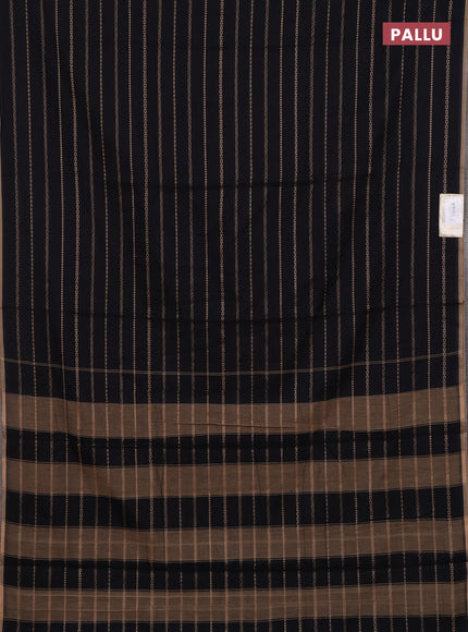 Narayanpet cotton saree black and beige with allover thread weaves and piping border