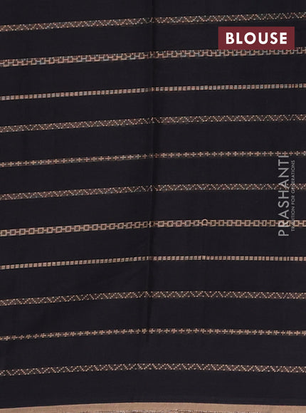 Narayanpet cotton saree black and beige with allover thread weaves and piping border