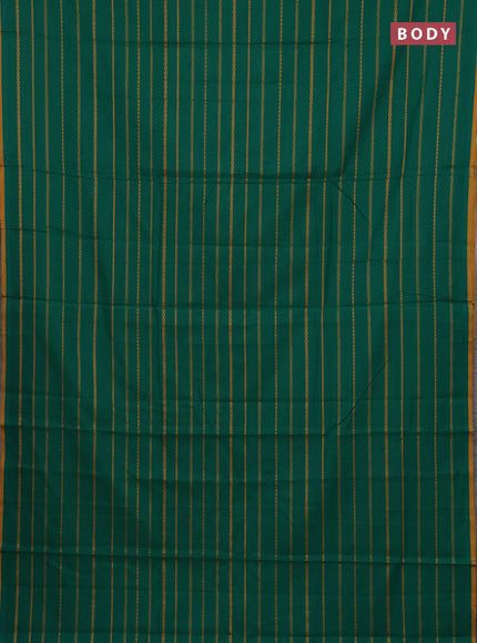 Narayanpet cotton saree green and mustard yellow with allover thread weaves and piping border
