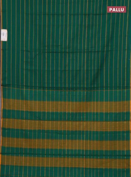 Narayanpet cotton saree green and mustard yellow with allover thread weaves and piping border