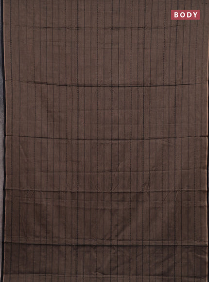 Narayanpet cotton saree chikku shade and black with allover thread weaves and piping border