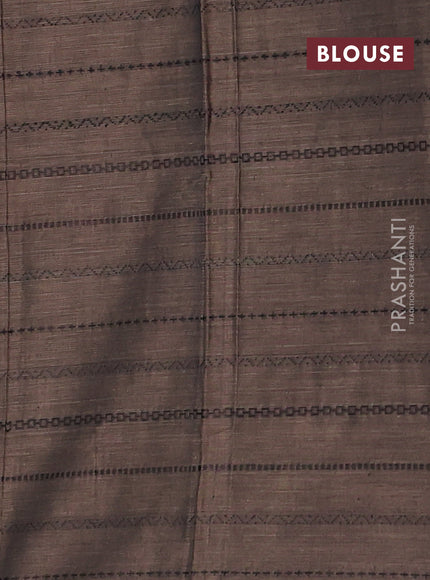 Narayanpet cotton saree chikku shade and black with allover thread weaves and piping border