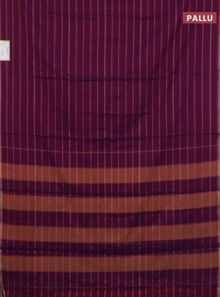 Narayanpet cotton saree purple and beige with allover thread weaves and piping border