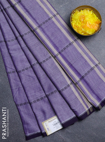 Narayanpet cotton saree lavender and violet with thread weaves and temple design simple border
