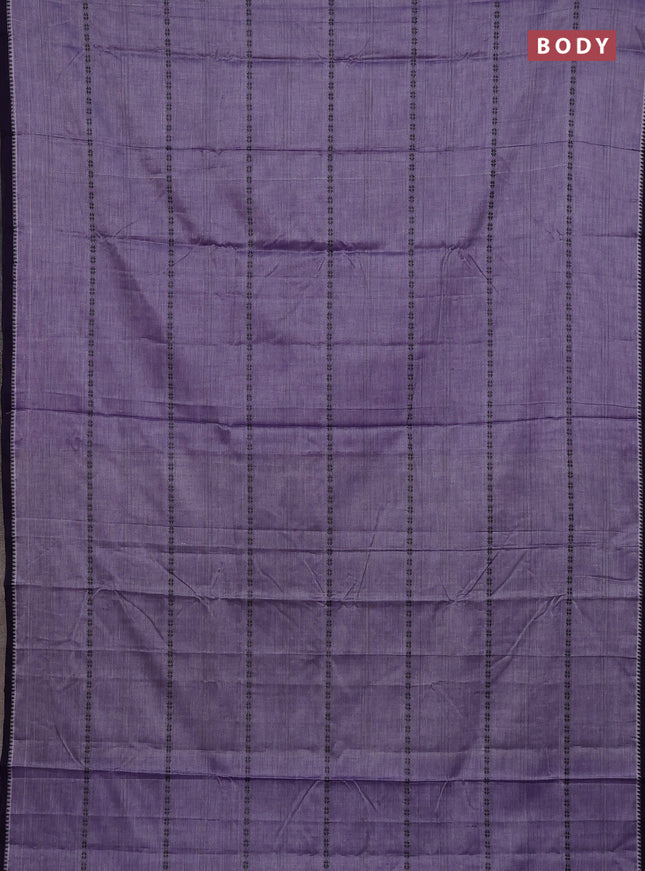 Narayanpet cotton saree lavender and violet with thread weaves and temple design simple border