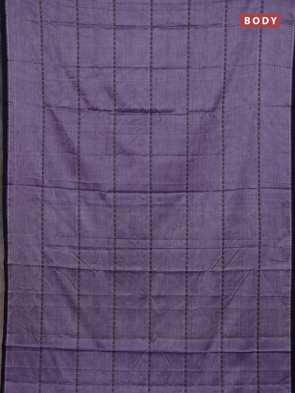 Narayanpet cotton saree lavender and violet with thread weaves and temple design simple border