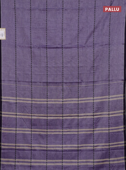 Narayanpet cotton saree lavender and violet with thread weaves and temple design simple border